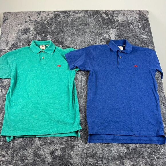 Perlis Crawfish Polo Men's S Bundle Of Two Short Sleeve Mardi Gras Blue Green - Picture 1 of 13